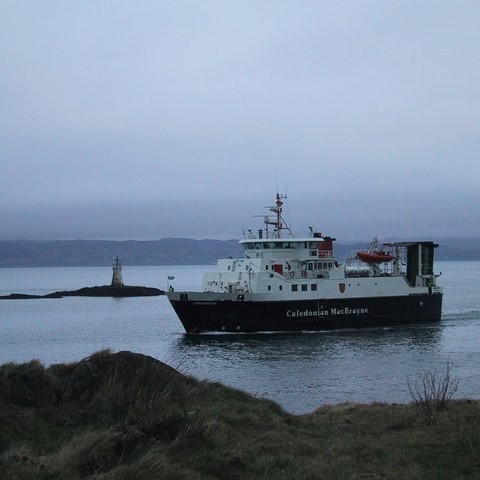 A ferry in the sea